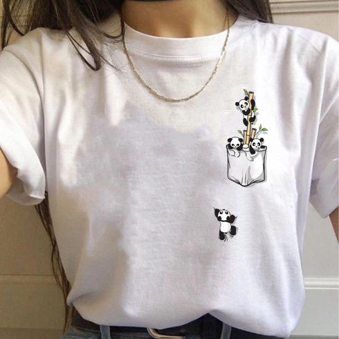 Simple Women's Oversized Short sleeve T shirt-Summer Casual Print Tops